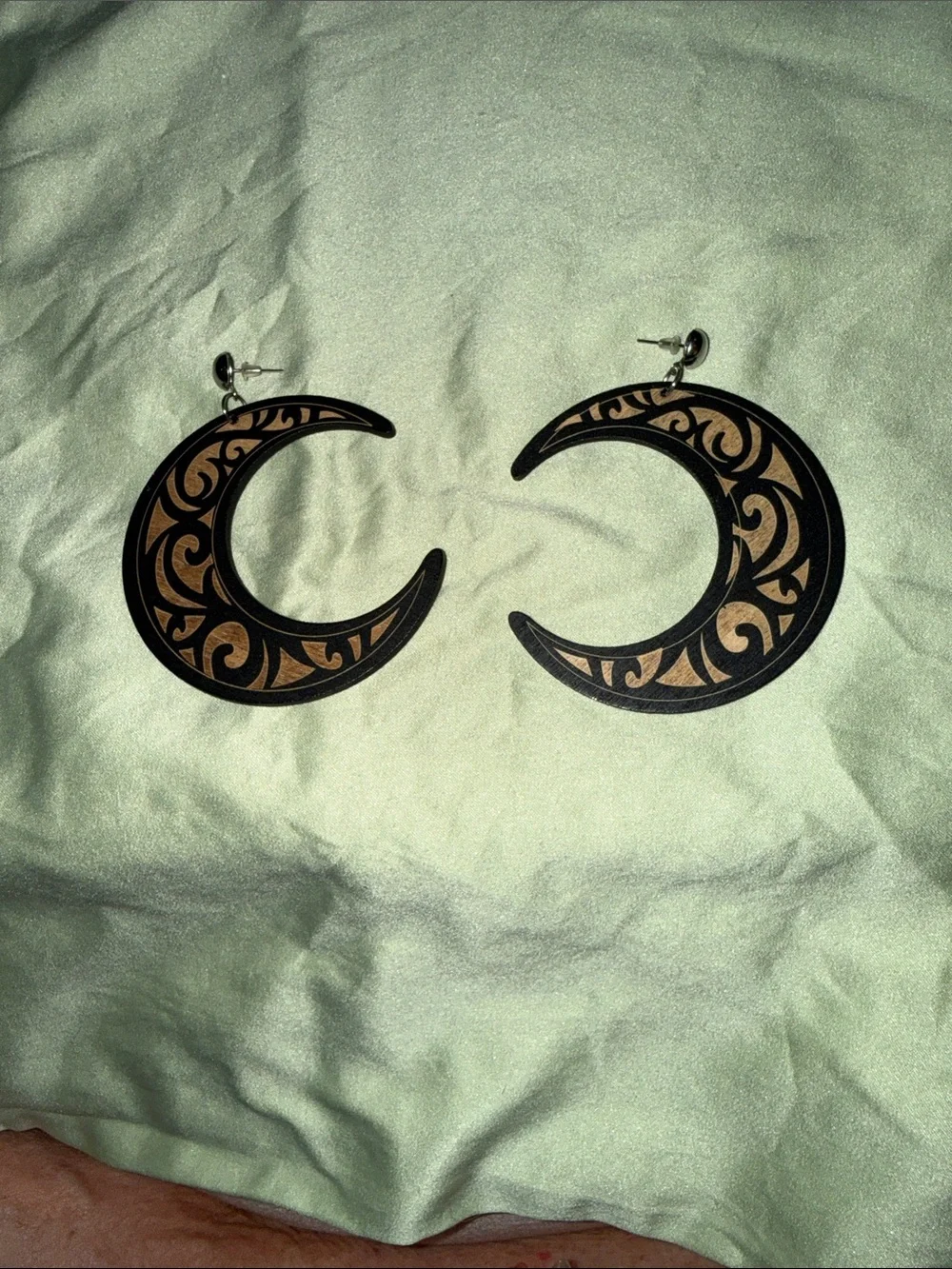 Crescent Hoop Earrings in Black and Brown
